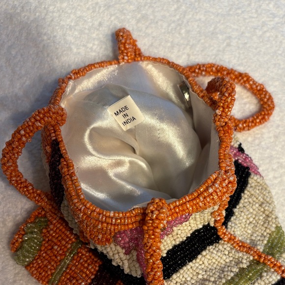 Floral Beaded Mini Bag in Orange - Picture 6 of 6